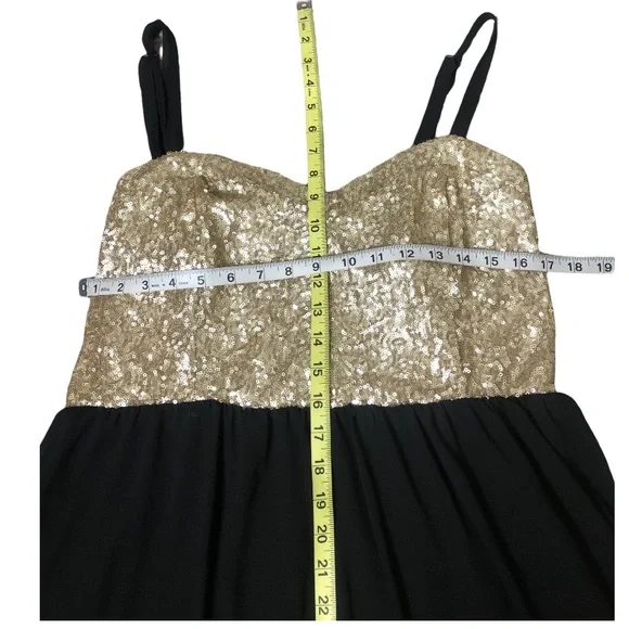 Torrid Sequin Chiffon Party Dress Babydoll Layered Gold Sleeveless Sz 14 - Picture 14 of 15